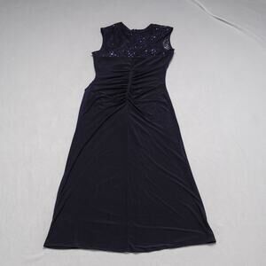 R&M Richards Navy Blue Sequin Lace Evening Gown - Size 12
